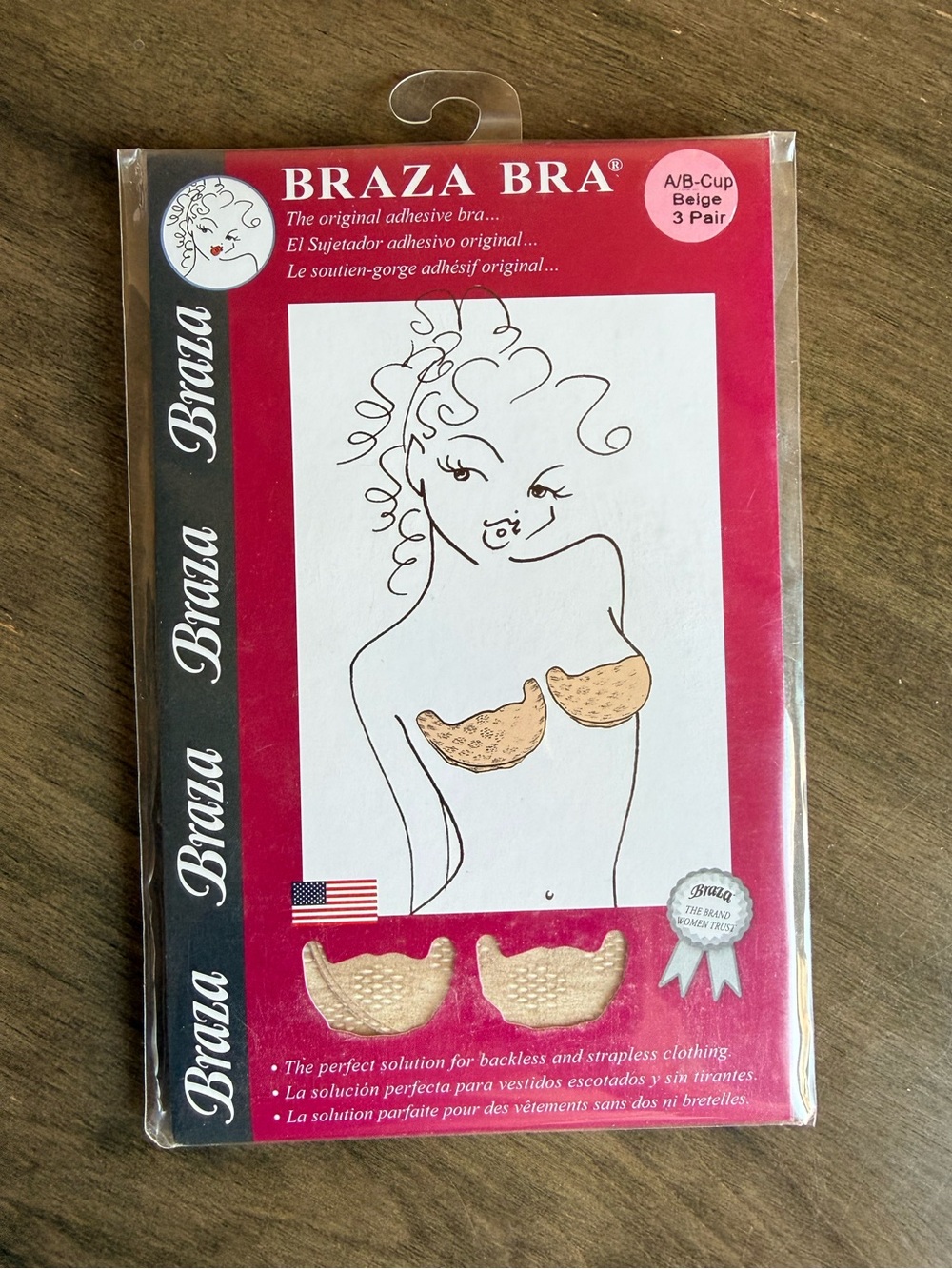 Braza Bra Adhesive Strapless Bandeau - Beige A/B Cup - 3 Pairs